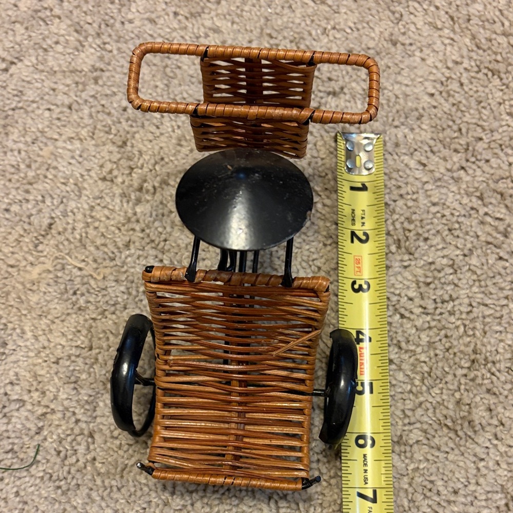 Wicker Miniature Carriage with Black Accents